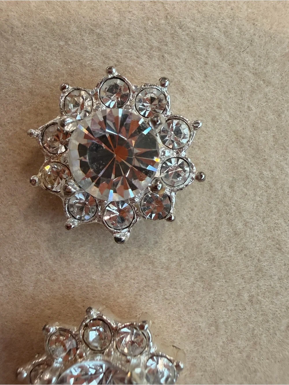 Vintage Signed Roman Crystal Halo Flower Stud Earrings-1069